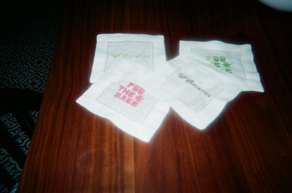 Embroidered cocktail napkins