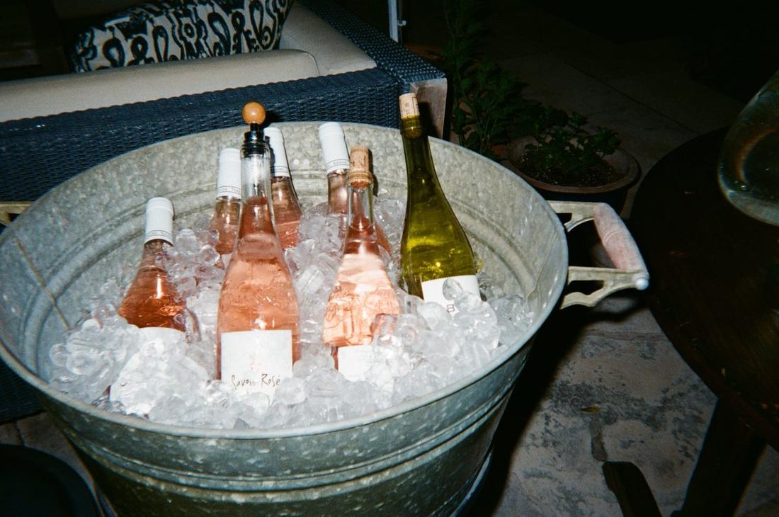 Bottles of rosé on ice